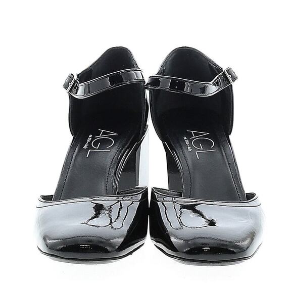 AGL Angie Pumps Mary Jane Block Heels Black Patent Leather Slingback 40 US 10 - Picture 5 of 7
